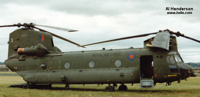 Helicopter Boeing CH-47D Chinook Serial M.7002 Register ZA681 used by Royal Air Force RAF. Built 1993. Aircraft history and location