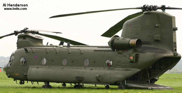 Helicopter Boeing CH-47D Chinook Serial M.7025 Register ZA707 used by Royal Air Force RAF. Aircraft history and location