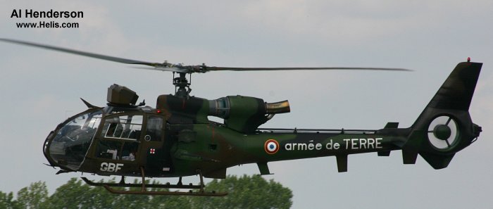 Helicopter Aerospatiale SA342M Gazelle Serial 2059 Register 4059 used by Aviation Légère de l'Armée de Terre ALAT (French Army Light Aviation). Aircraft history and location