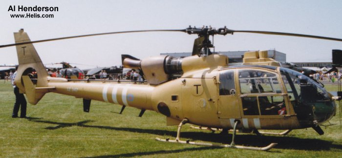 Helicopter Aerospatiale SA341B Gazelle AH.1 Serial 1713 Register XZ347 used by Army Air Corps AAC (British Army). Built 1978. Aircraft history and location