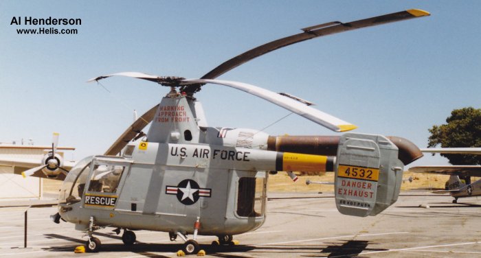 Helicopter Kaman H-43 Huskie Serial 158 Register 62-4532 used by US Air Force USAF. Aircraft history and location