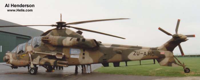 Helicopter Denel AH-2 Rooivalk Serial ADM-001 Register 683 672 ZU-AHC used by Suid-Afrikaanse Lugmag SAAF (South African Air Force). Aircraft history and location