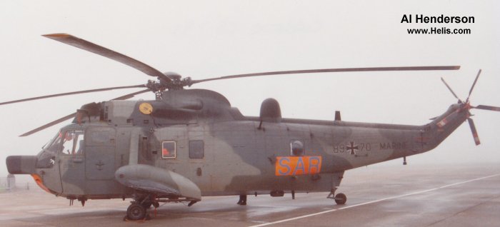 Helicopter Westland Sea King Mk.41 Serial wa 774 Register 89+70 used by Marineflieger (German Navy ). Built 1974. Aircraft history