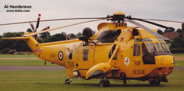 Helicopter Westland Sea King HAR.3 Serial wa 861 Register XZ595 used by Royal Air Force RAF. Built 1978. Aircraft history and location