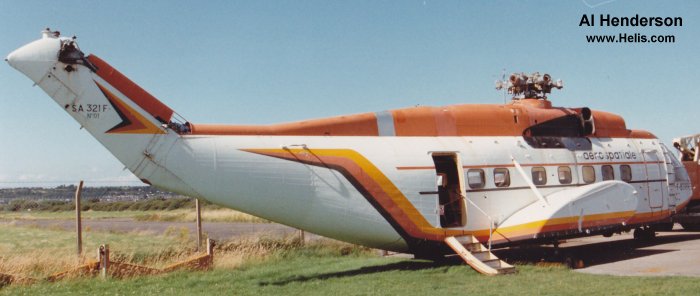 Helicopter Sud Aviation SA321F Super Frelon Serial 116 Register F-BTRP 116 F-OCMF F-BMHC used by Aéronautique Navale (French Navy) ,Olympic Airways. Aircraft history and location