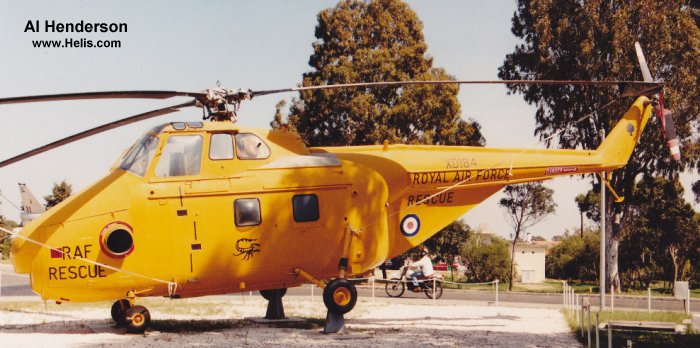 Helicopter Westland Whirlwind HAR.4 Serial wa 27 Register 8787M XD184 used by Royal Air Force RAF. Built 1954 Converted to Whirlwind HAR.10. Aircraft history and location