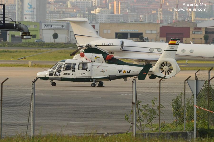 Helicopter Eurocopter AS365N3 Dauphin 2 Serial 6718 Register HU.30-01 EC-JVG F-WWOQ used by Guardia Civil (Spanish Civil Guard (Military Police)) ,Ministerio de Agricultura, Alimentacion y Medio Ambiente MAGRAMA Secretaria General del Mar (General Secretariat of the Sea) ,INAER ,Eurocopter France. Built 2006. Aircraft history and location