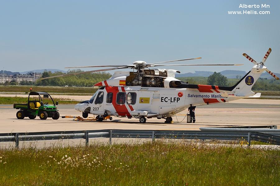Helicopter AgustaWestland AW139 Serial 31296 Register EC-LFP used by Salvamento Maritimo SASEMAR (Maritime Safety Agency). Built 2010. Aircraft history and location