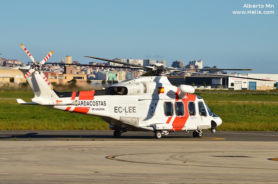 Helicopter AgustaWestland AW139 Serial 31241 Register EC-LEE used by Administraciones Locales Xunta de Galicia (Galicia Government) ,Salvamento Maritimo SASEMAR (Maritime Safety Agency). Built 2010. Aircraft history and location