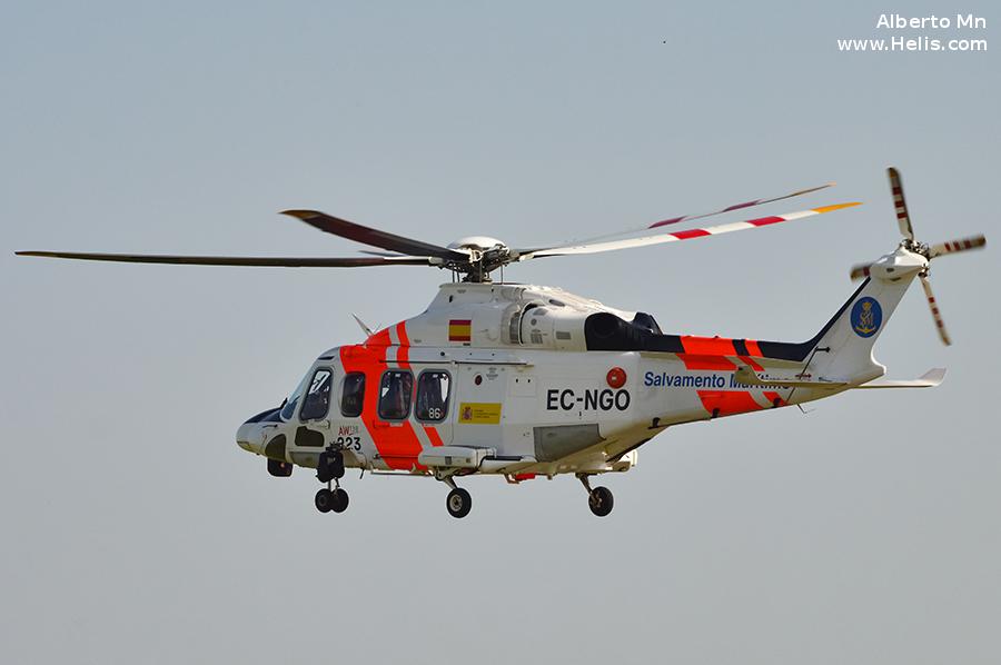 Helicopter AgustaWestland AW139 Serial 31586 Register EC-NGO G-CILN used by Salvamento Maritimo SASEMAR (Maritime Safety Agency) ,INAER ,AgustaWestland Italy ,HM Coastguard (Her Majesty’s Coastguard) ,Bristow. Built 2014. Aircraft history and location