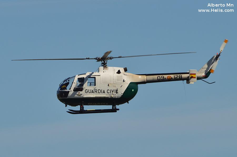 Helicopter MBB Bo105 Serial S-523 Register HU.15-69 HR.15-69 used by Guardia Civil (Spanish Civil Guard (Military Police)) ,Fuerzas Aeromóviles del Ejército de Tierra FAMET (Spanish Army Aviation). Aircraft history and location