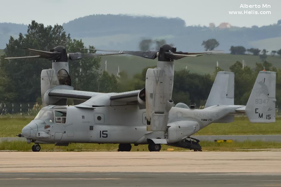 Helicopter Bell MV-22B Osprey Serial D0250 Register 168347 used by US Marine Corps USMC. Aircraft history and location