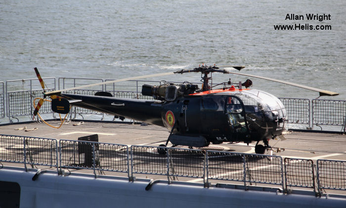 Helicopter Aerospatiale SA316B Alouette III Serial 1812 Register M-1 used by Marine (Belgian Navy). Built 1971. Aircraft history