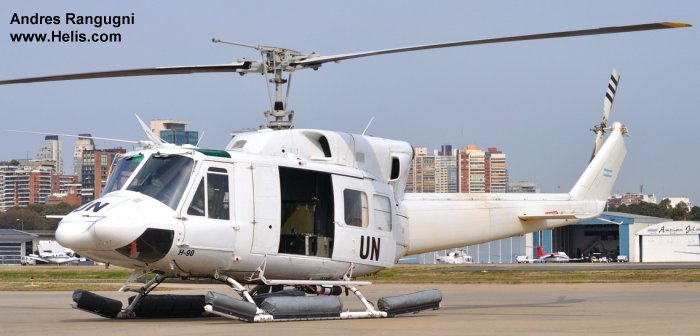 Helicopter Bell UH-1N Serial 32201 Register H-90 037 used by United Nations UNHAS ,Fuerza Aerea Argentina FAA (Argentine Air Force) ,Heil Ha'Avir IAF (Israeli Air Force). Aircraft history and location