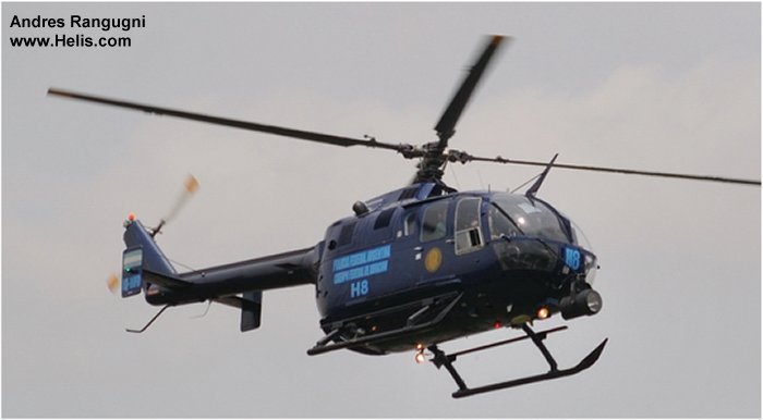 Helicopter MBB Bo105CBS-4 Serial S-839 Register LQ-WFO N71581 used by Policia Federal Argentina PFA (Argentine Federal Police) ,American Eurocopter (Eurocopter USA). Aircraft history and location