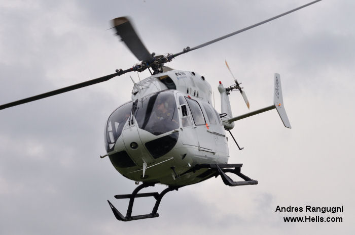 Helicopter Eurocopter EC145 Serial 9524 Register LQ-FPP used by Policia Federal Argentina PFA (Argentine Federal Police). Built 2012. Aircraft history and location