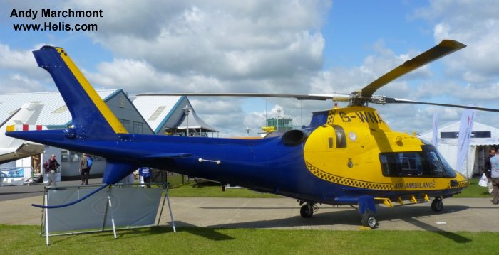 Helicopter Agusta A109E Power Serial 11090 Register JA02KG G-WNAA G-TVAC used by Doctor-Heli ,UK Air Ambulances WNAA (Warwickshire & Northamptonshire Air Ambulance) ,Sloane Helicopters. Built 2000. Aircraft history and location
