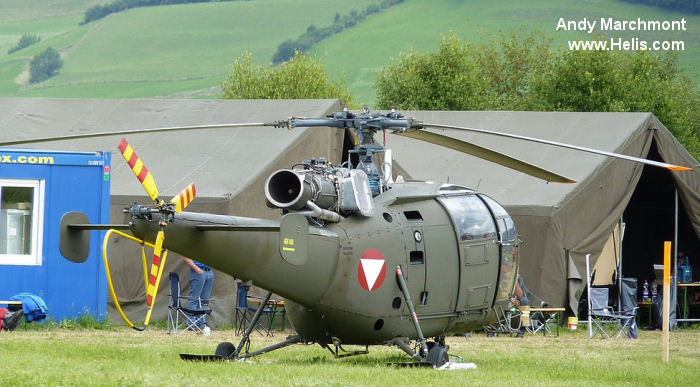 Helicopter Aerospatiale SA316B Alouette III Serial 2079 Register 3E-KR used by Österreichische Luftstreitkräfte (Austrian Air Force). Aircraft history and location