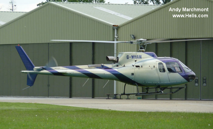 Helicopter Eurocopter AS350B3 Ecureuil Serial 3494 Register G-WHAM used by McAlpine Helicopters. Built 2001. Aircraft history and location