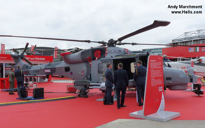 Helicopter AgustaWestland AW159 Wildcat AH1 Serial 474 Register ZZ404 used by AgustaWestland UK ,Army Air Corps AAC (British Army). Built 2011. Aircraft history and location