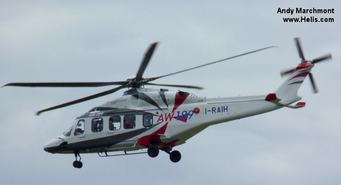 Helicopter AgustaWestland AW189 Serial 49003 Register I-RAIH used by AgustaWestland Italy. Built 2011. Aircraft history and location