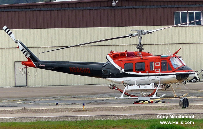 Helicopter Bell 205A-1 Serial 30086 Register N386HQ C-GFHA VH-NHA PK-HCG VR-BGU G-BGLU EP-HBK VR-BEO used by HeliQwest ,Eagle Copters ,Tasman Helicopters ,Custom Helicopters ,Frontier Helicopters ,Bristow Masayu Helicopters BMH ,Bristow Bermuda ,Bristow ,Bristow Helicopters Iran. Built 1971. Aircraft history and location