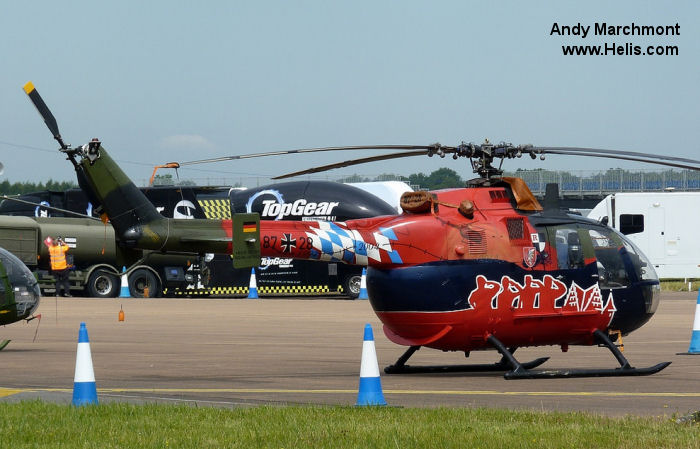 Helicopter MBB Bo105P PAH-1 Serial 6128 Register 87+28 used by Heeresflieger (German Army Aviation). Aircraft history and location