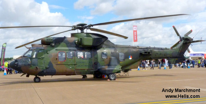 Helicopter Eurocopter AS532U2 Cougar  Serial 2419 Register S-419 F-ZKBD used by Koninklijke Luchtmacht RNLAF (Royal Netherlands Air Force) ,Eurocopter France. Built 1996. Aircraft history and location