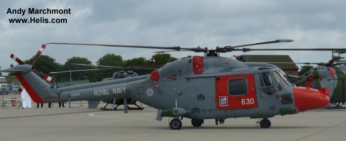 Helicopter Westland Lynx  HAS2 Serial 016 Register XZ235 used by Fleet Air Arm RN (Royal Navy). Built 1977. Aircraft history and location