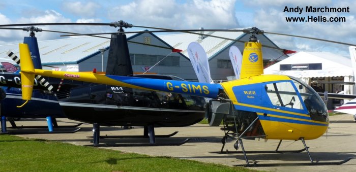 Helicopter Robinson R22 Beta Serial 1596 Register G-SIMS LV-RBZ. Built 1990. Aircraft history and location