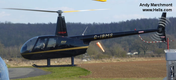 Helicopter Robinson R44 Raven II Serial 11287 Register G-IBMS used by Heli Air Ltd. Built 2006. Aircraft history and location