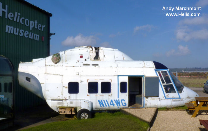 Helicopter Westland 30-100-60 Serial 014 Register N114WG G-EFIS used by Pan Am ,Westland. Built 1984. Aircraft history and location