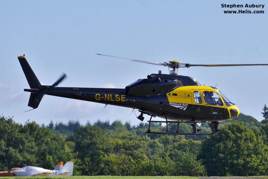 Helicopter Aerospatiale AS355F2 Ecureuil 2 Serial 5364 Register G-NLSE G-ULES G-OBHL G-HARO G-DAFT G-BNNN used by PDG Helicopters ,National Rail ,Air Harrods Ltd ,McAlpine Helicopters. Built 1987. Aircraft history and location