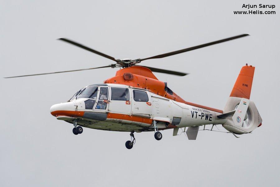 Helicopter Eurocopter AS365N3 Dauphin 2 Serial 6787 Register VT-PWE used by Pawan Hans Ltd PHL. Aircraft history and location