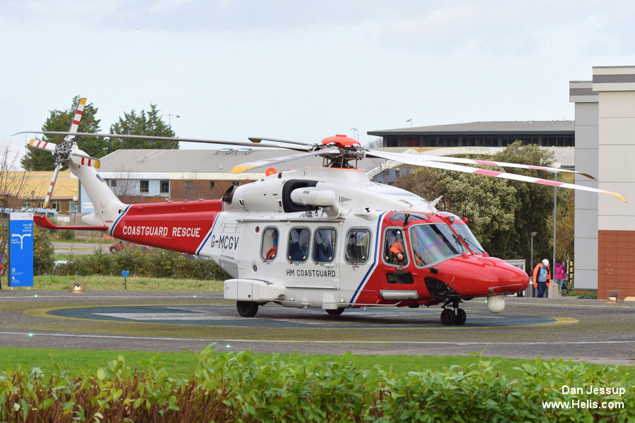 Helicopter AgustaWestland AW189 Serial 92008 Register G-MCGV used by HM Coastguard (Her Majesty’s Coastguard) ,Bristow ,AgustaWestland UK. Built 2014. Aircraft history and location