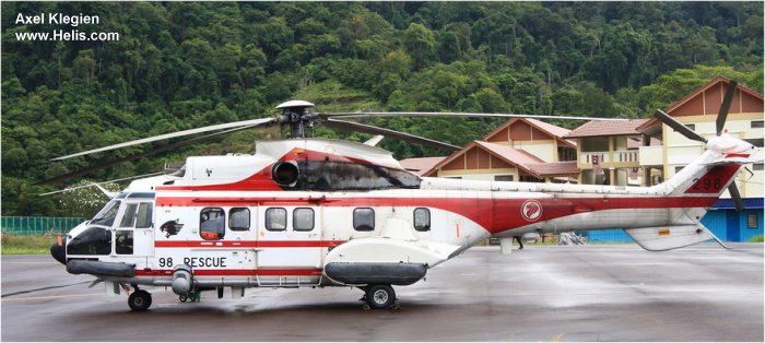 Helicopter Aerospatiale AS332M Super Puma Serial 2222 Register 298 used by Republic of Singapore Air Force RSAF. Aircraft history and location