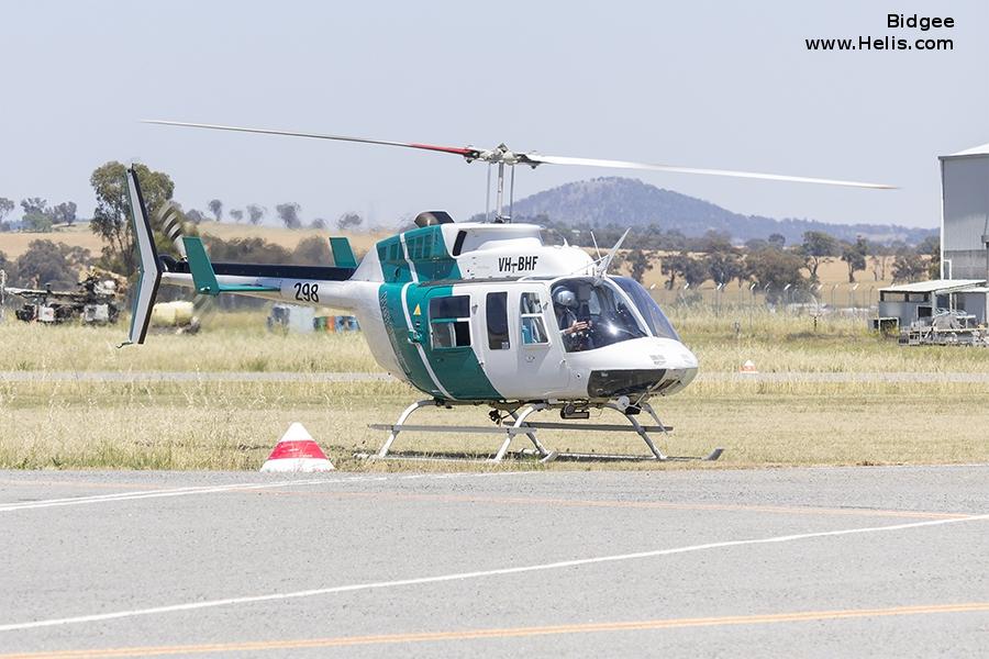 Helicopter Bell 206L-1 Long Ranger Serial 45164 Register VH-BHF used by Toll Group ,Helicorp Pty Ltd. Built 1979. Aircraft history and location