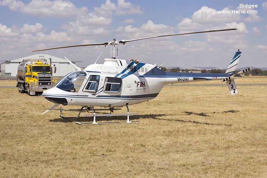 Helicopter Bell 206L-3 Long Ranger Serial 4007 Register VH-UHI used by Forest Air Helicopters. Built 1988. Aircraft history and location