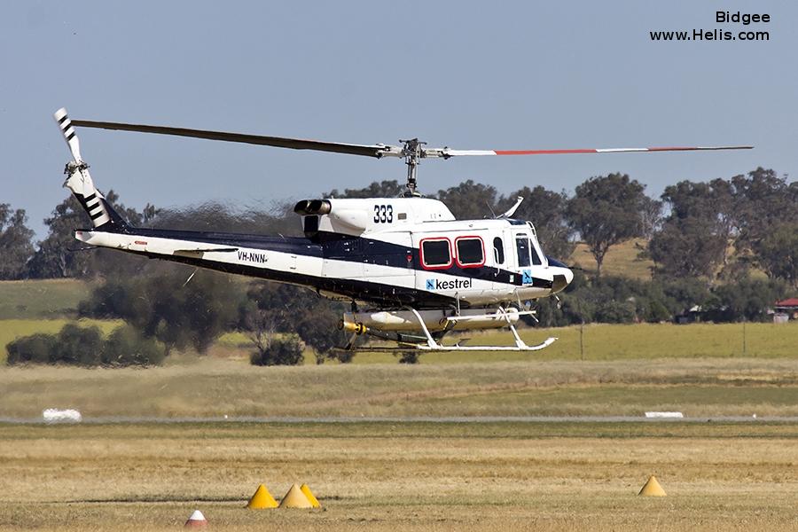 Helicopter Bell 212 Serial 30833 Register VH-NNN 30833 used by Kestrel Aviation ,Daehanminguk Yuk-gun ROKA (Republic of Korea Army). Built 1977. Aircraft history and location