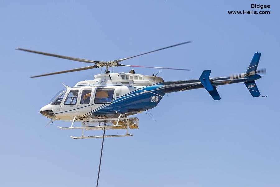 Helicopter Bell 407 Serial 53712 Register VH-DKG C-FJGT used by Truenorth Helicopters ,Bell Helicopter Canada. Built 2006. Aircraft history and location