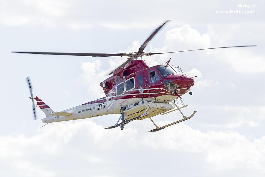 Helicopter Bell 412SP Serial 36004 Register C-FWTY N33008 XA-RSK used by Local Governments NSW RFS (NSW Rural Fire Service) ,Wildcat Helicopters ,EP Aviation ,Transportes Aereos Pegaso ,PHI Inc. Built 1990. Aircraft history and location