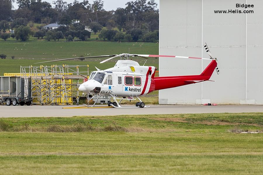 Helicopter Bell 412SP Serial 33208 Register VH-KAC JA6635 used by Kestrel Aviation ,Keisatsu-chō JNPA (National Police Agency). Built 1991. Aircraft history and location