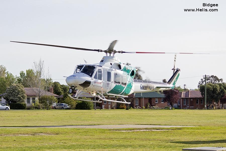 Helicopter Bell 412EP Serial 36573 Register VH-LWI C-GKSY C-GAHJ used by Toll Group ,Australia Air Ambulances CareFlight New South Wales ,Helicorp Pty Ltd ,Eagle Copters ,Bell Helicopter Canada. Built 2011. Aircraft history and location