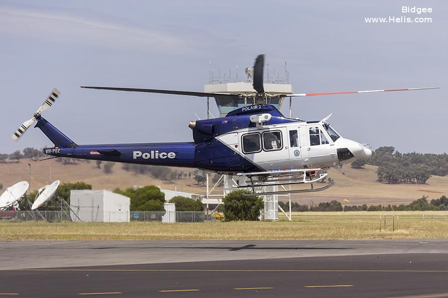 Helicopter Bell 412EPi Serial 37009 Register VH-PQZ used by Australia Police. Built 2015. Aircraft history and location