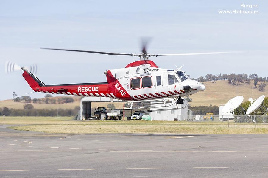Helicopter Bell 412EP Serial 36275 Register VH-VAB used by Royal Australian Air Force RAAF ,Australia Air Ambulances Air Ambulance Victoria ,CHC Helicopters Australia. Built 2001. Aircraft history and location