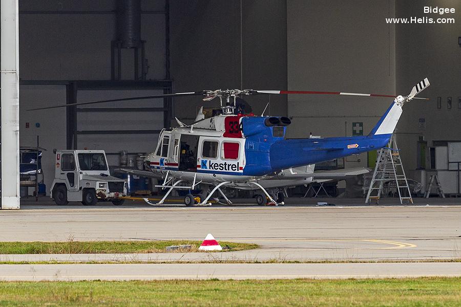 Helicopter Bell 412EP Serial 36117 Register VH-KHW JA6792 N92115 used by Kestrel Aviation ,Fire and Disaster Management Agency FDMA Aichi Prefecture Disaster Prevention Air Corps ,Mitsui Bussan Aerospace MBA. Built 1995. Aircraft history and location