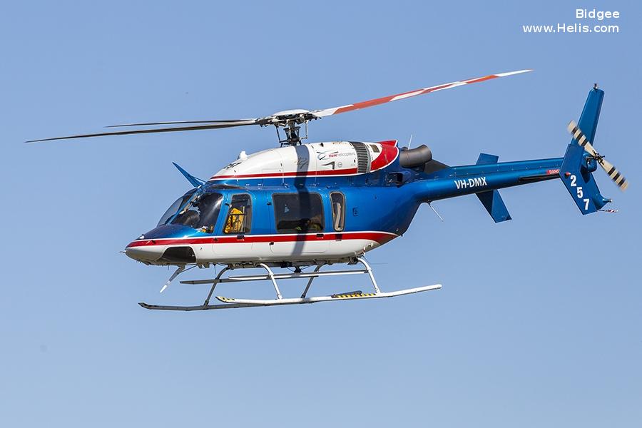 Helicopter Bell 427 Serial 56065 Register VH-DMX N427MH C-FRBE used by Chevron Oil ,Bell Helicopter ,Bell Helicopter Canada. Built 2007. Aircraft history and location