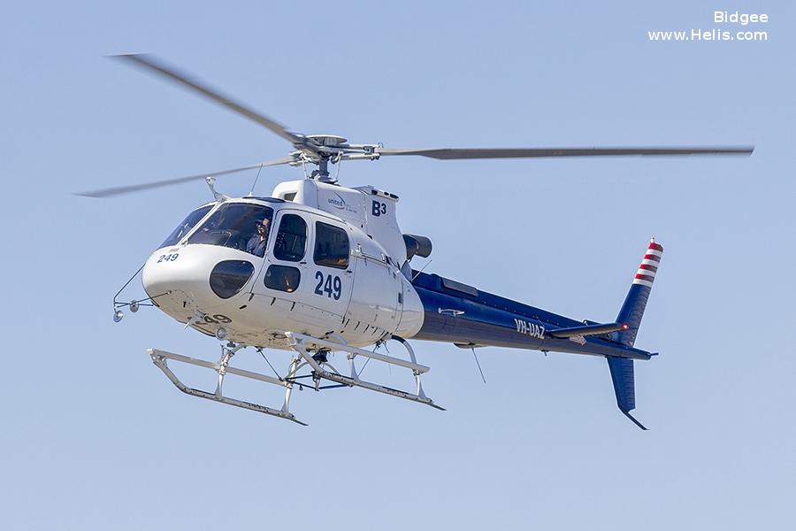 Helicopter Eurocopter AS350B3 Ecureuil Serial 7199 Register VH-UAZ. Built 2011. Aircraft history and location