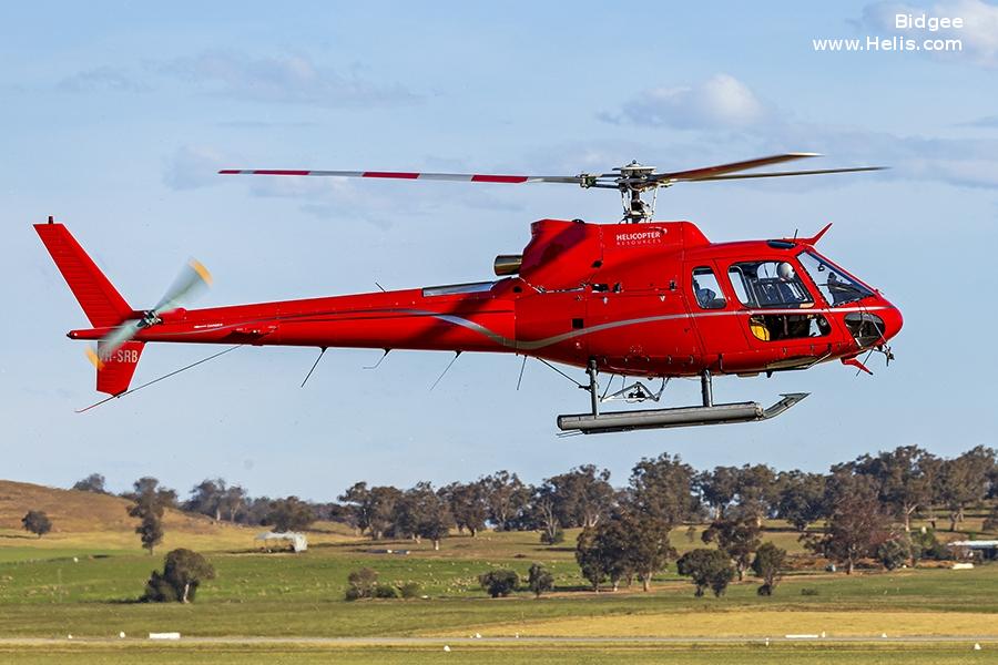 Helicopter Aerospatiale AS350B Ecureuil Serial 1896 Register VH-SRB VH-PVM VH-AHO VH-REX used by Helicopter Resources. Built 1984 Converted to AS350B2-SD2. Aircraft history and location