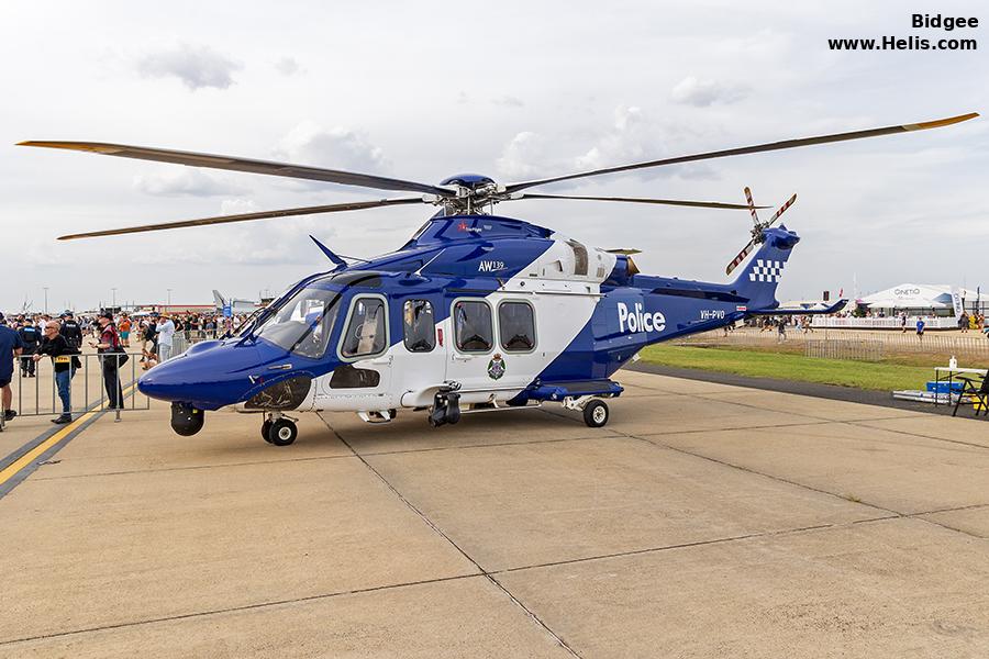 Helicopter AgustaWestland AW139 Serial 31878 Register VH-PVO used by Australia Police ,StarFlight Australia. Built 2019. Aircraft history and location